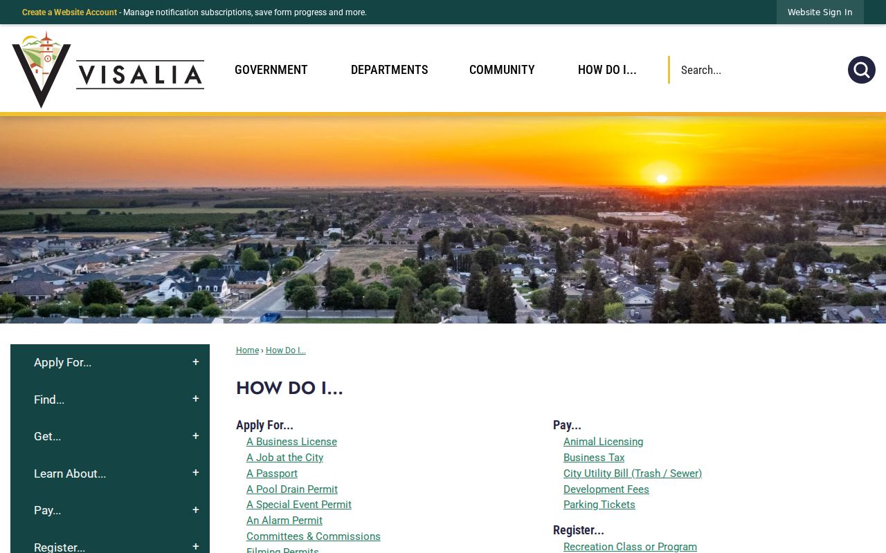 Visalia residents directory city services