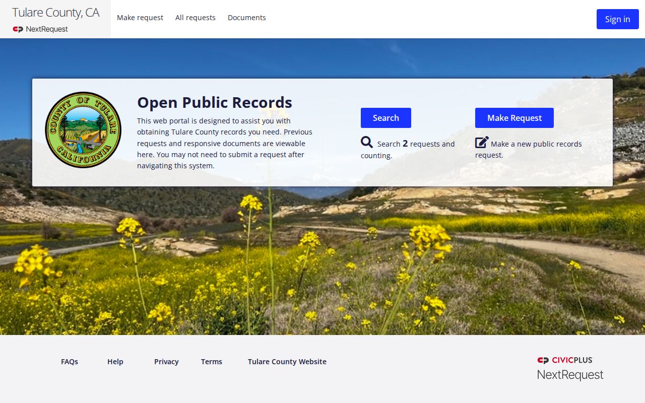 Tulare County request portal for the Visalia residents directory