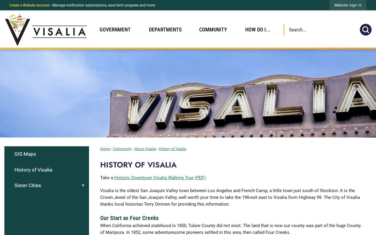 Official history of Visalia for the Visalia residents directory