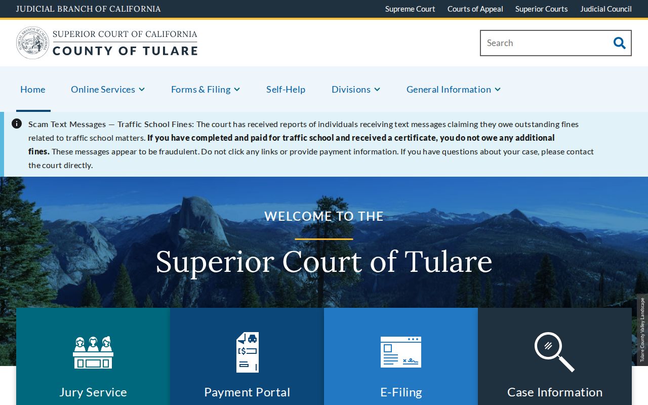 Tulare Superior Court case search for the Visalia residents directory