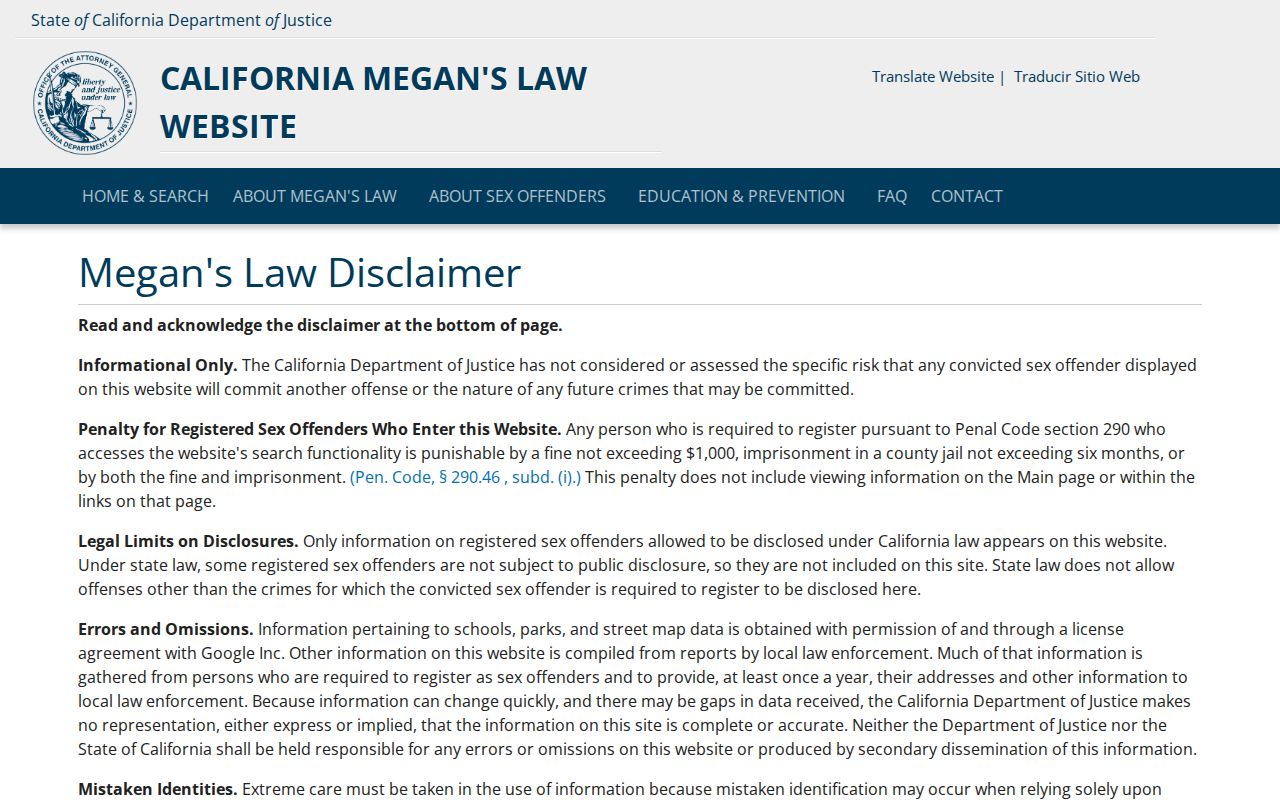 California Megan’s Law search for a Visalia resident lookup