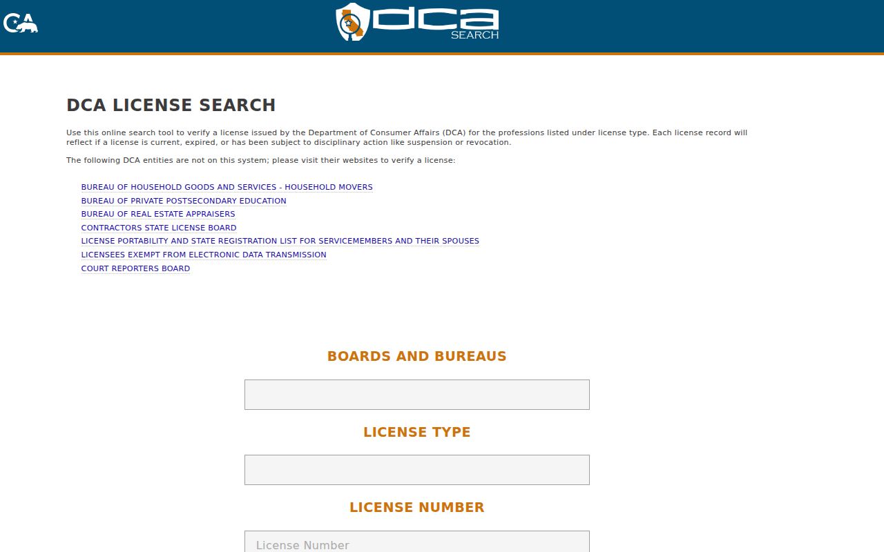 California professional license search for a Visalia resident lookup