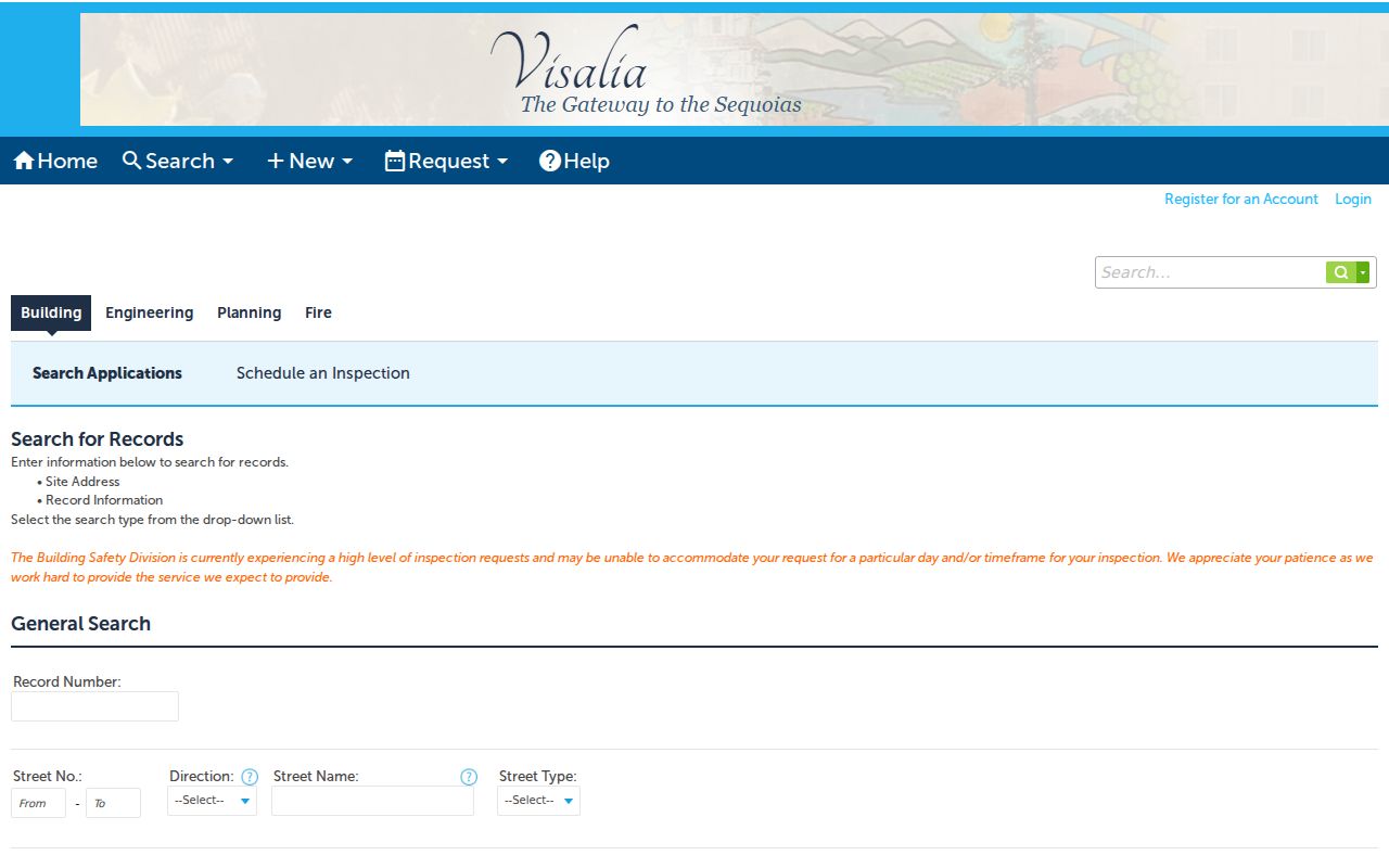 Visalia permit search by address for the Visalia street directory